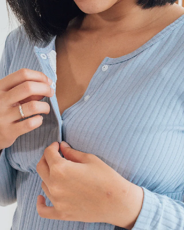 Venice Long Sleeve Nursing Top in Sky Blue