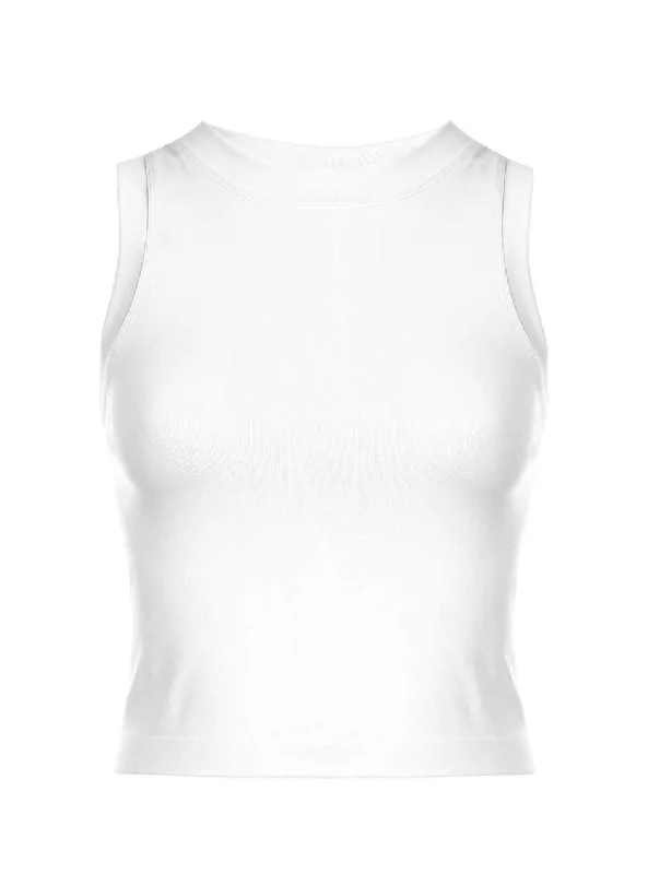 D.F. Women's Cropped Seamless Muscle Tank Top - White