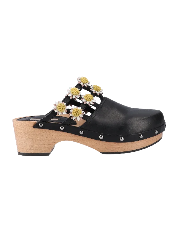 daisy leather clogs