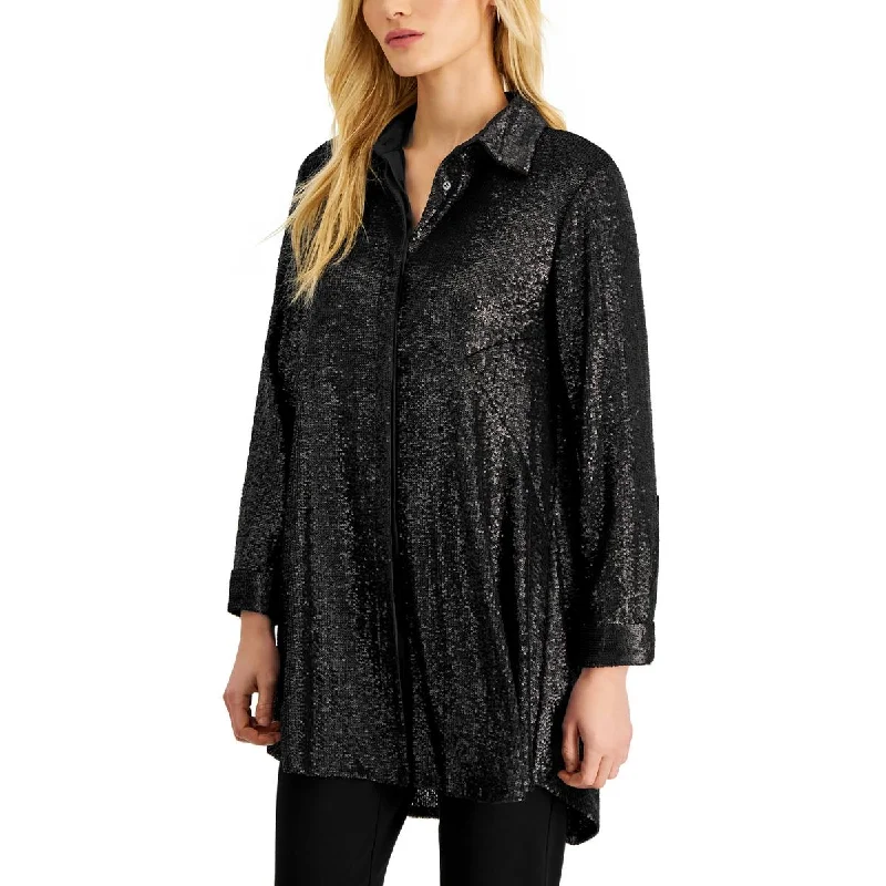 Donna Karan Womens Sequined  Tunic Top