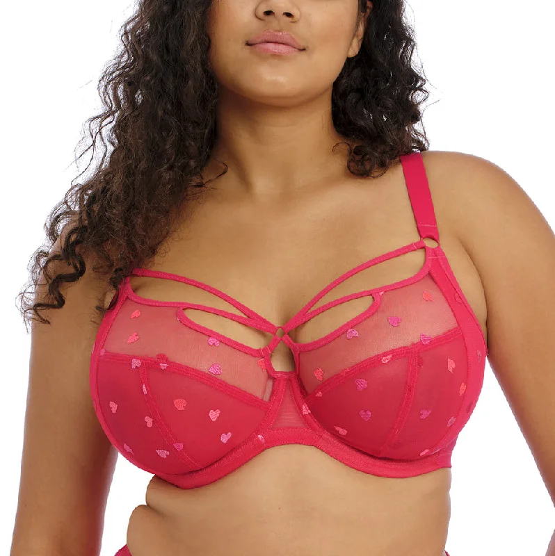 Elomi Sachi Red Confetti Hearts Unlined Plunge Strappy Bra 4353