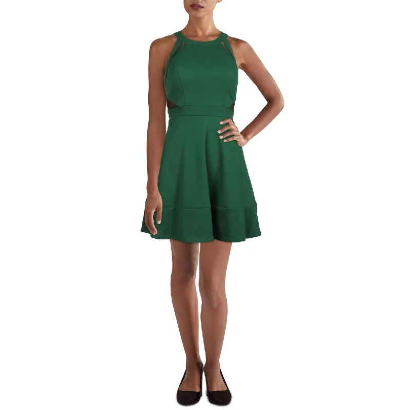 Emerald Sundae Womens Juniors Halter Mini Fit & Flare Dress