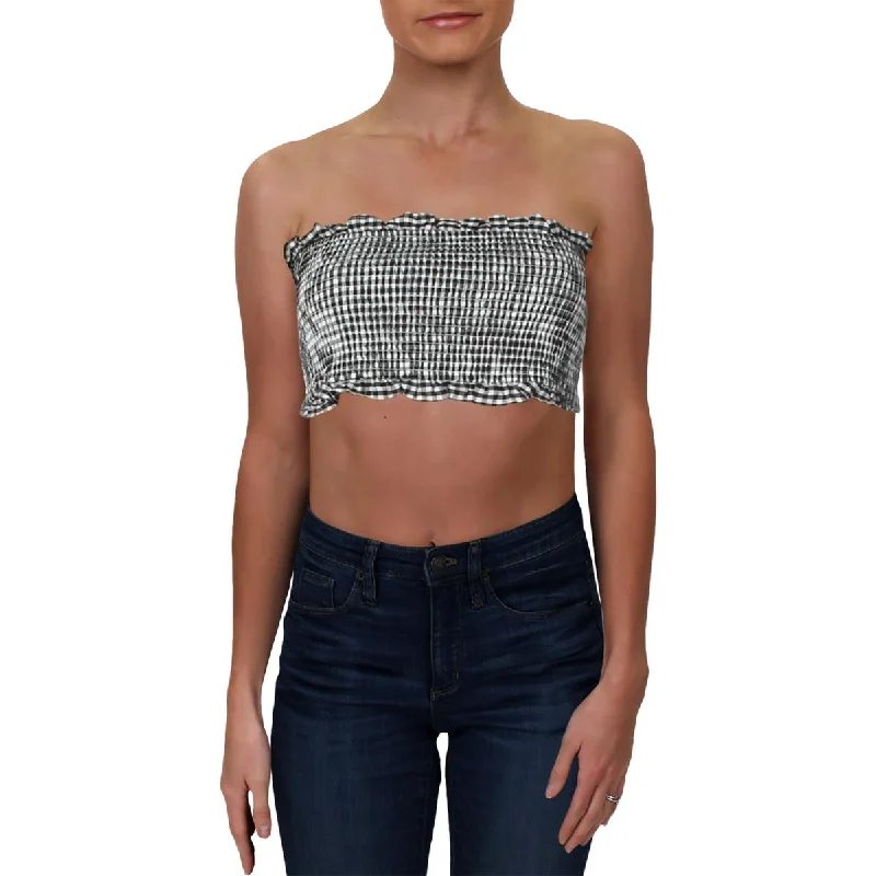 English Factory Womens Cotton Checkered Tube Top