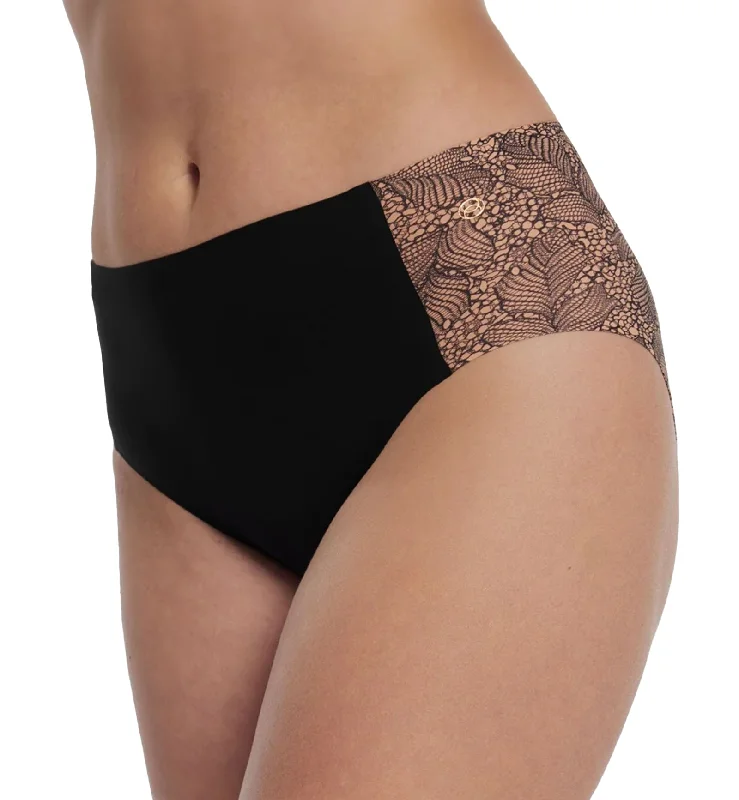 Evelyn & Bobbie High-Waisted Retro Bikini Panty (1704) - Black Lace