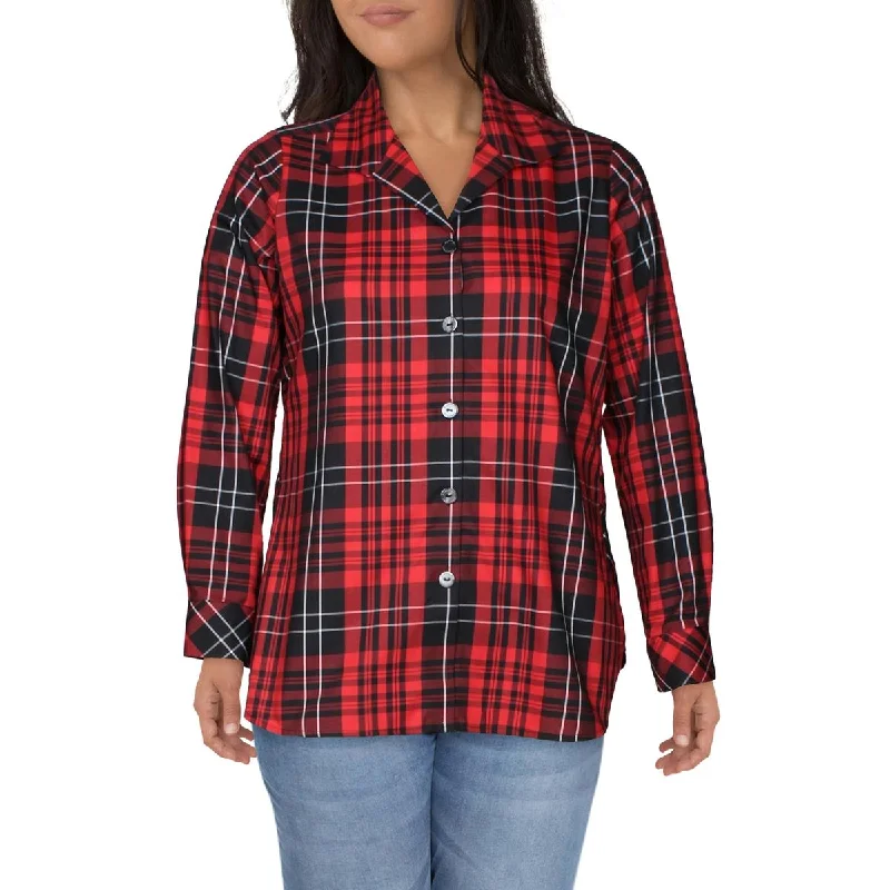 Foxcroft NYC Womens Pandora Matheson Button-Down Tartan Tunic Top