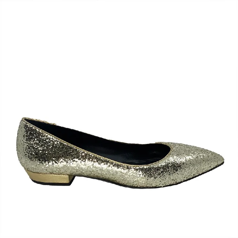 Giuseppe Zanotti Women's Leather Ballerina Flats Gold Glitter