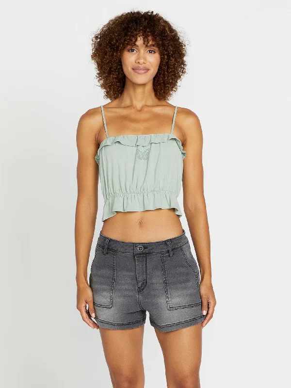 women's top comfortable fit -Glowing Up Cami Top - Sea Glass