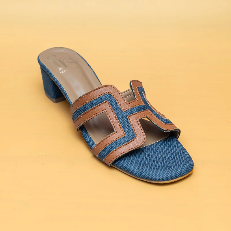 H Style Mules - Tan/Blue