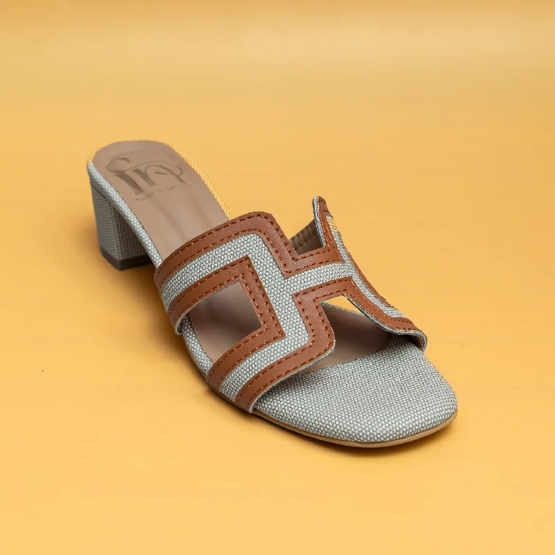 H Style Mules - Tan/Cream