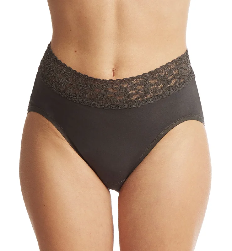 Hanky Panky Cotton French Brief with Lace (892461) - Granite