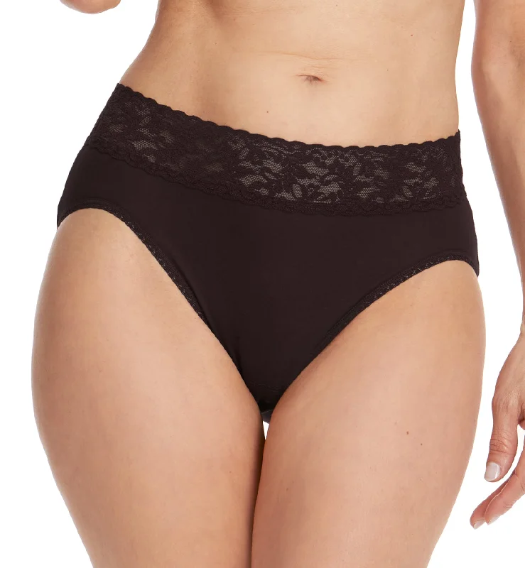 Hanky Panky Cotton French Brief with Lace (892461) - Black