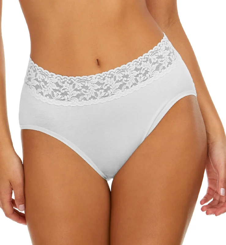 Hanky Panky Cotton French Brief with Lace (892461) - White