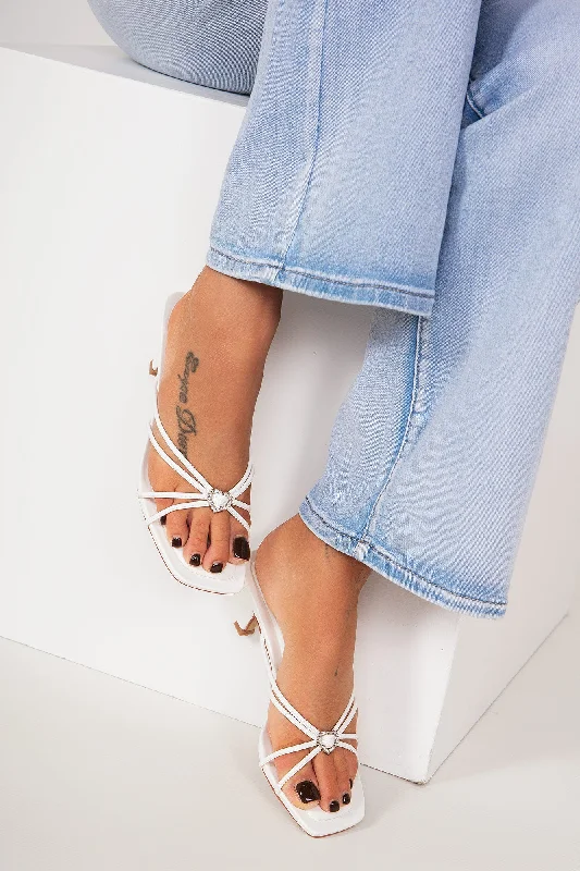 Henley White Strappy Mules