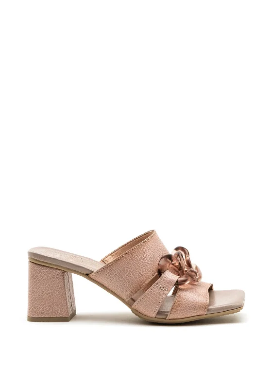 Hispanitas Leather Resin Chain Block Heel Mules, Taupe