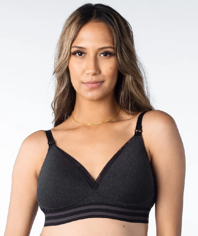 Hotmilk Elevate Cotton T-Shirt Wire-Free Nursing Bra - Black Marle