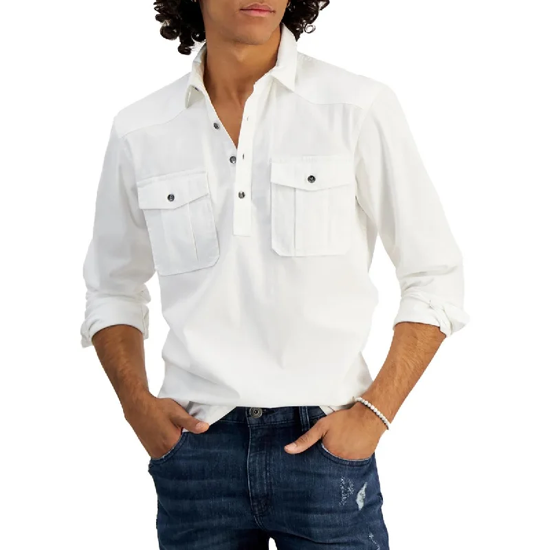 INC Mens Collared Regular Fit Button-Down Shirt