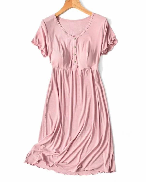 Jane Button Front Nursing Dress in Baby Pink