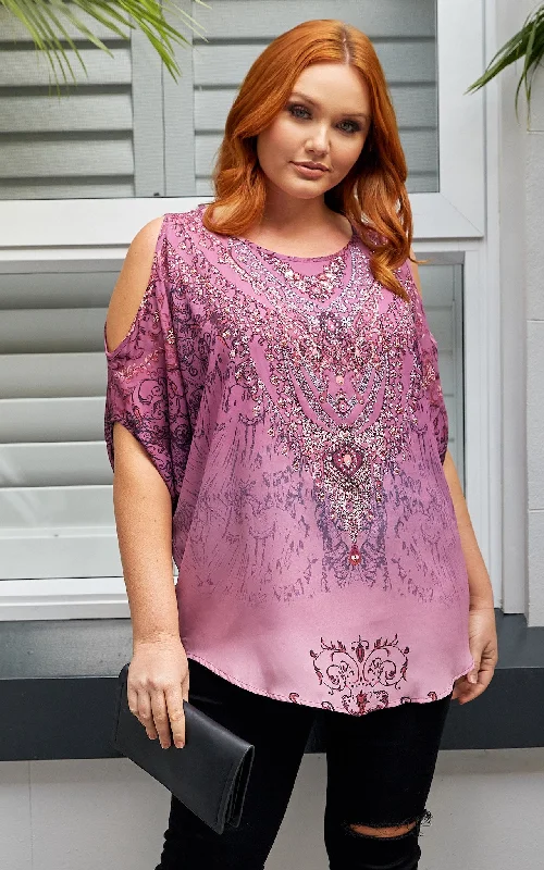 women's top affordable -Jenny Top - Mauve Print