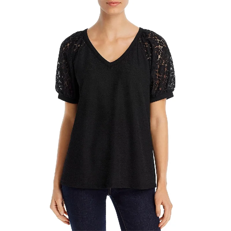 K & C Womens Short Sleeve Lace Top