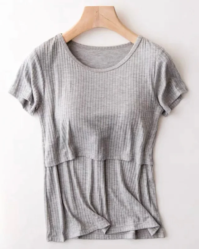 Kayla Lift-Up Nursing Tee in Grey