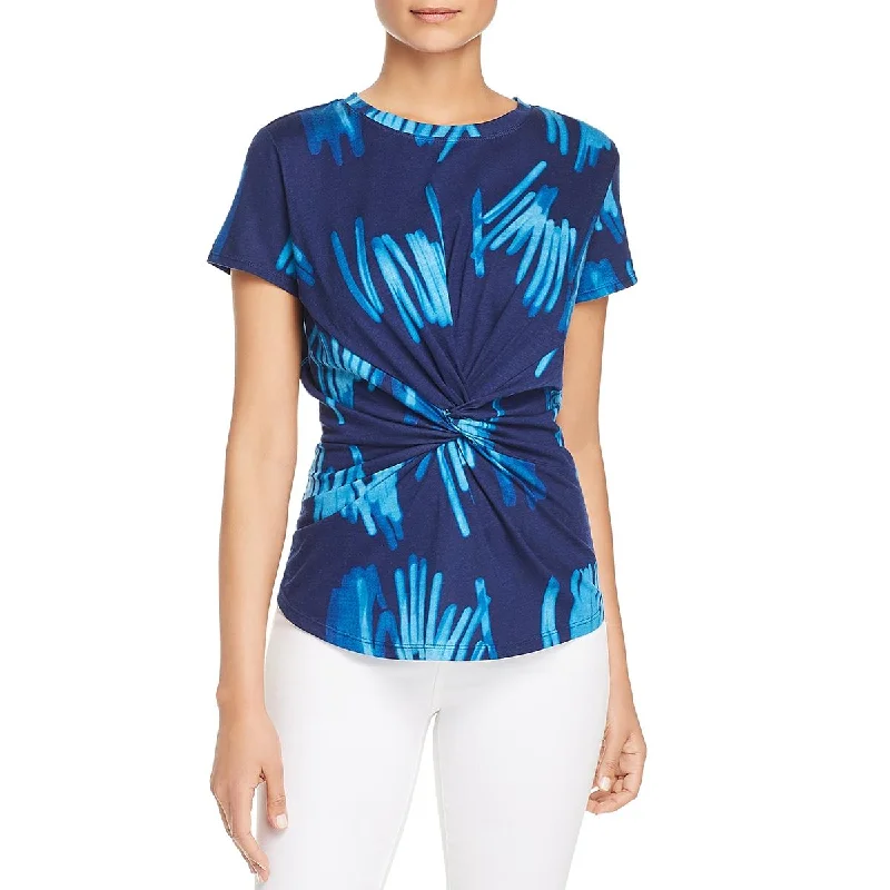 Kenneth Cole Womens Printed Knot-Front Casual Top