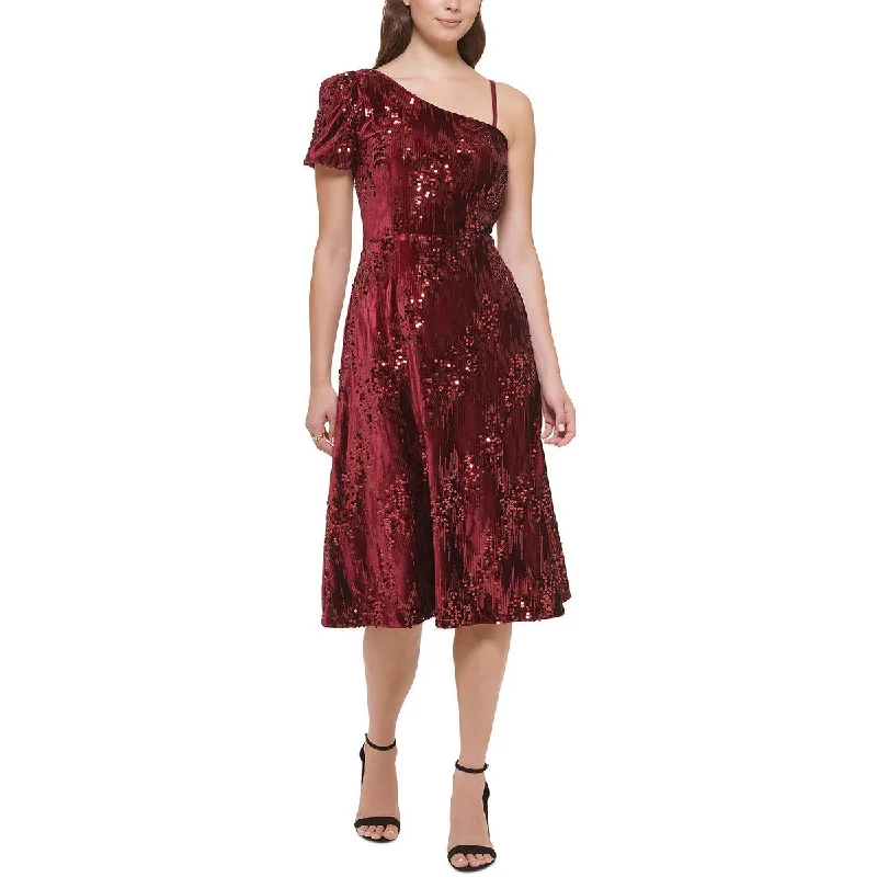 Kensie Womens Sequin Midi Fit & Flare Dress