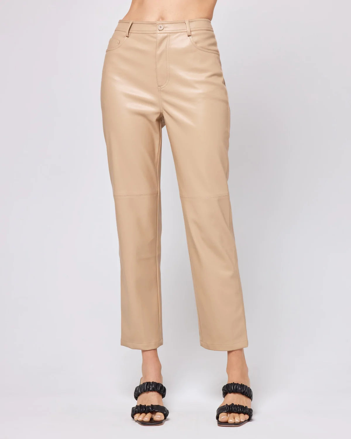 L*Space Women's Quincey Faux Leather Cropped Pants - Latte Tan