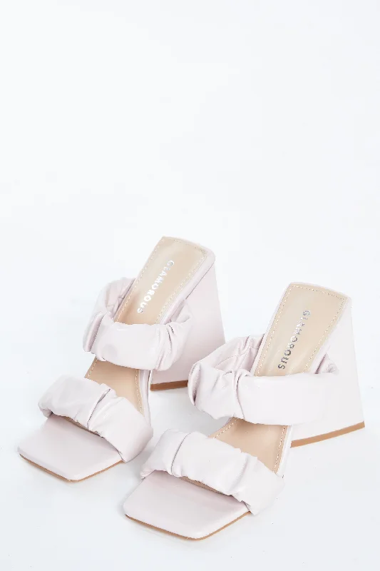 Glamorous Pink Flared Block Heel Mules