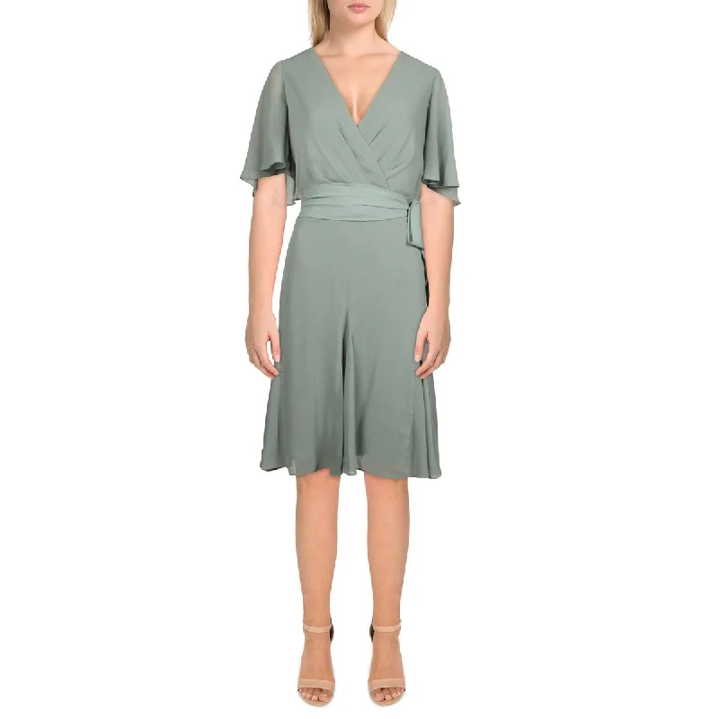 Lauren Ralph Lauren Womens Chiffon Ruffled Fit & Flare Dress