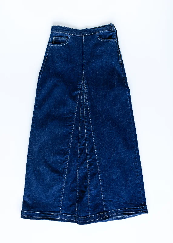 Linda Dark Denim A-Line Long Denim Skirt - FINAL SALE