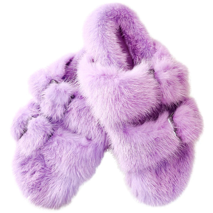 Linda Richards Women's MKS-01 Birkenstock Genuine Mink Slippers - Lavender Purple