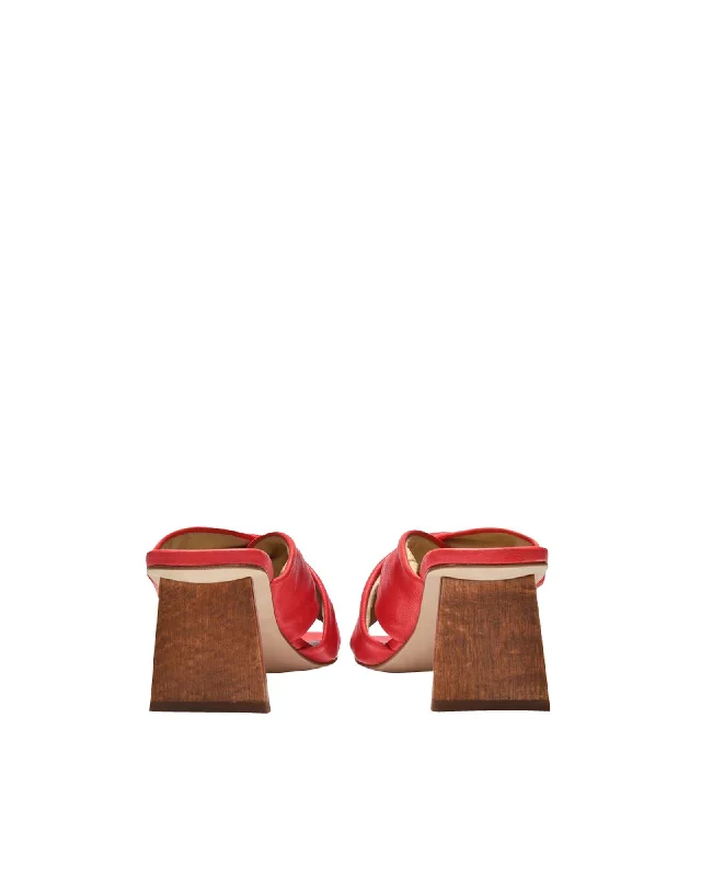 Elegant Red Leather Mules