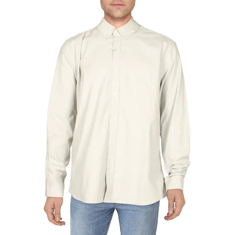 Michael Kors Mens Textured Collared Button-Down Shirt