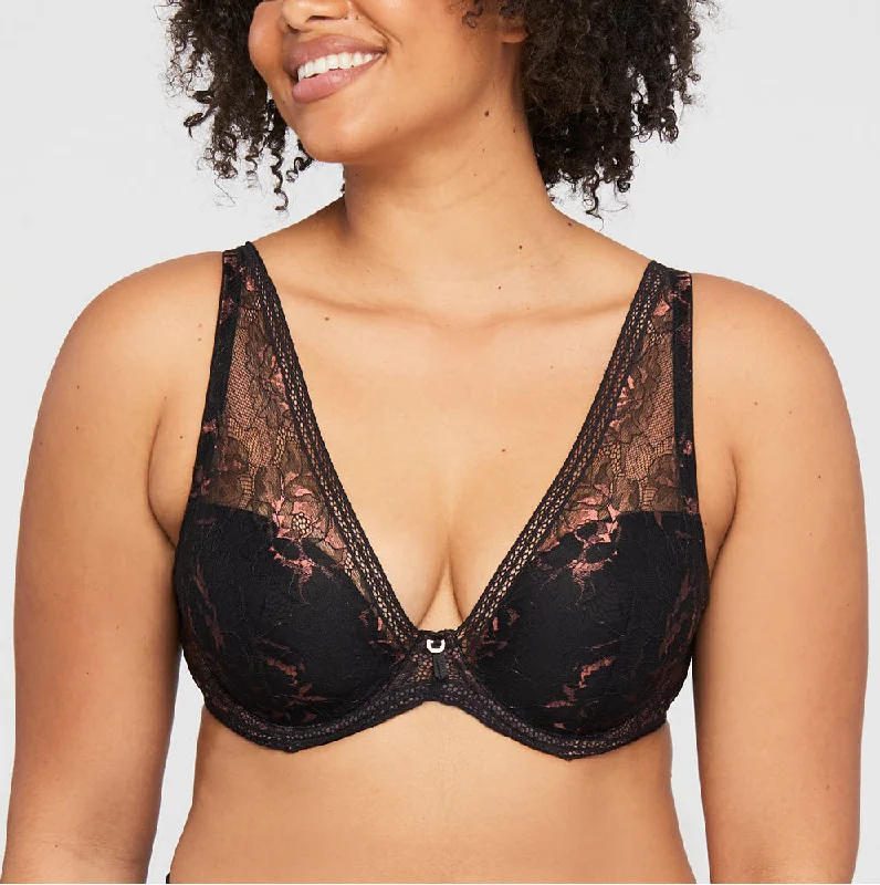 Montelle Mystique Black & Pecan Plunge T Shirt Bra 9490