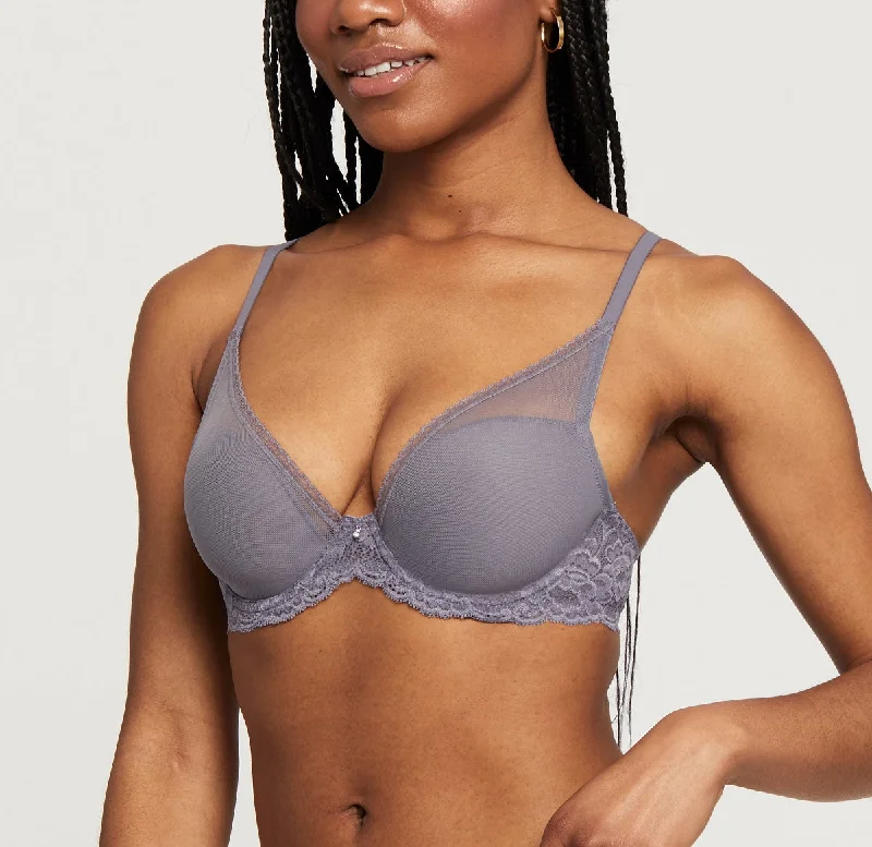 Montelle Mystique Crystal Grey Hi Apex Plunge T Shirt Bra 9314