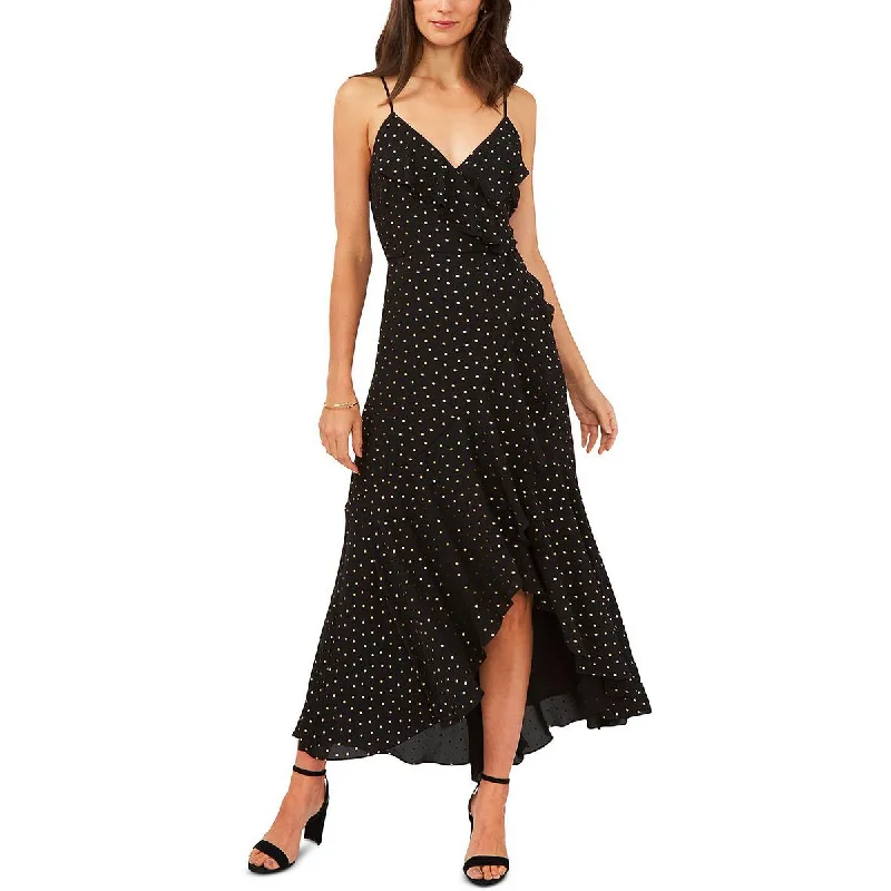 MSK Womens Petites Ruffled Long Wrap Dress