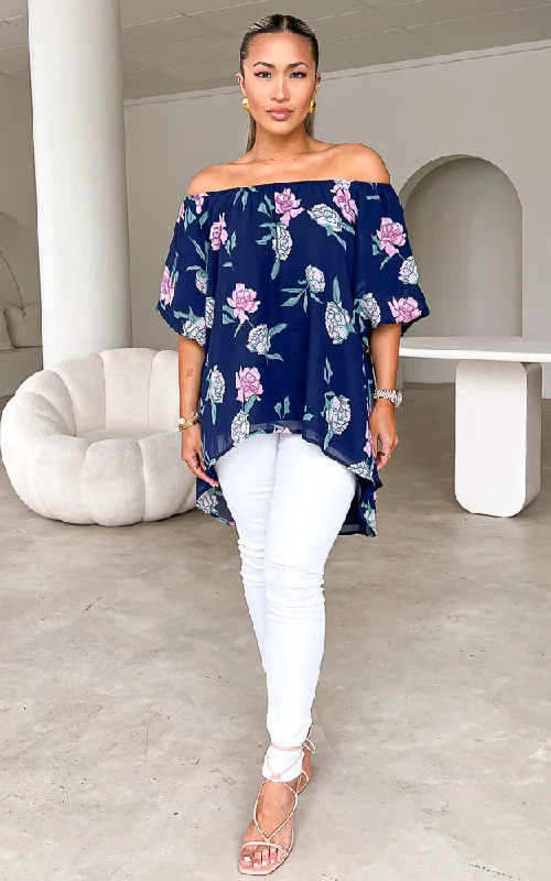 Myrtle Top - Navy Floral