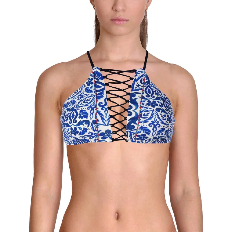 Nanette Lepore Womens Talavera Floral Print Halter Swim Top Separates