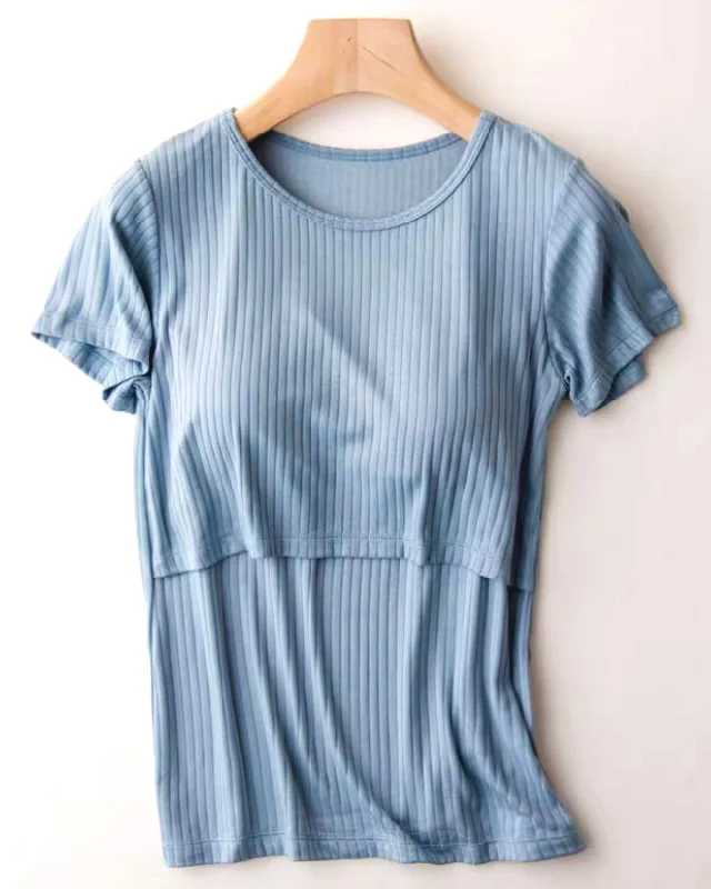 Kayla Lift-Up Nursing Tee in Sky Blue