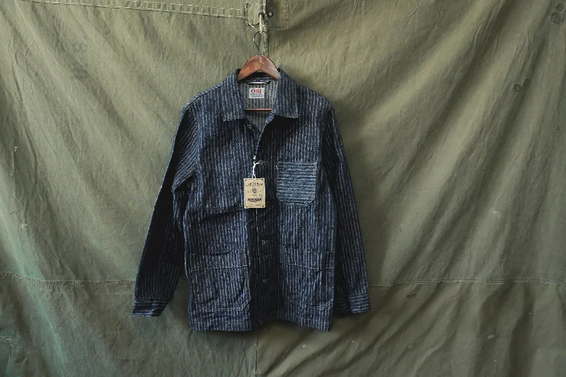 【ONI DENIM】03501 HJS Coverall Drop Needle Stitching Jacquard Striped Denim 特殊抽針緹花工裝外套