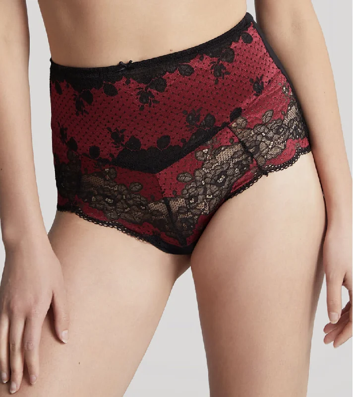 Panache Clara Noir Ruby Lace High Waist Brief Panty 7254