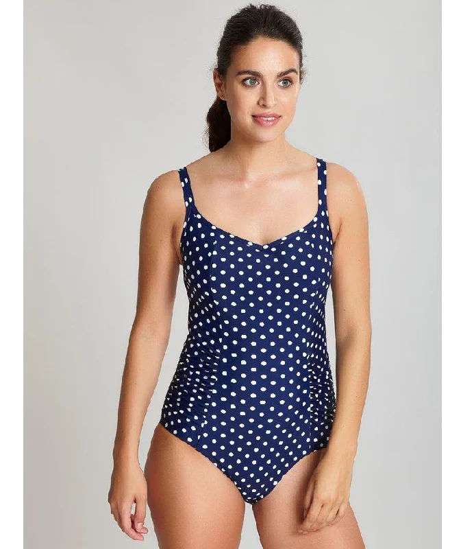 Panache Swimwear Anya Spot Balconnet Underwired Swimsuit - Navy/Ivory