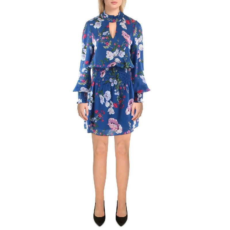 Parker Womens Floral Print Short Fit & Flare Dress