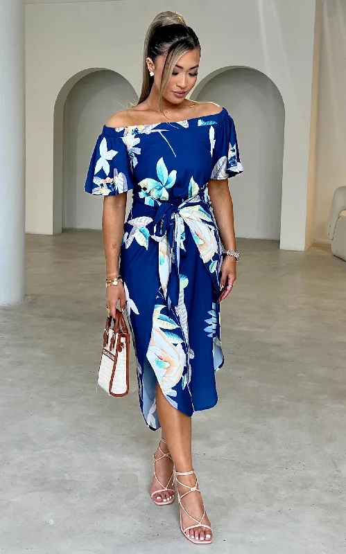 Penelope Wrap Dress - Blue Floral