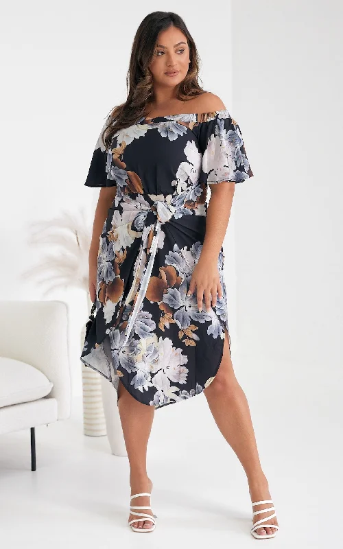 Penelope Wrap Dress - Multi Black Floral