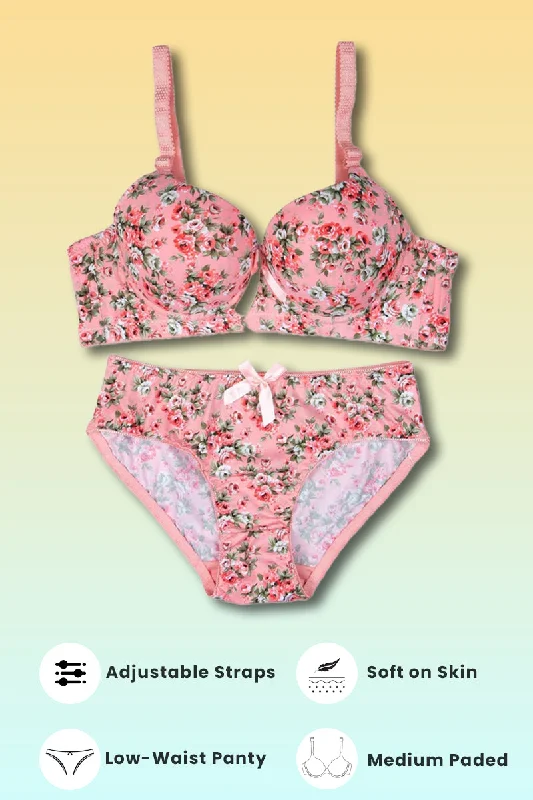 Pink Floral Padded Set