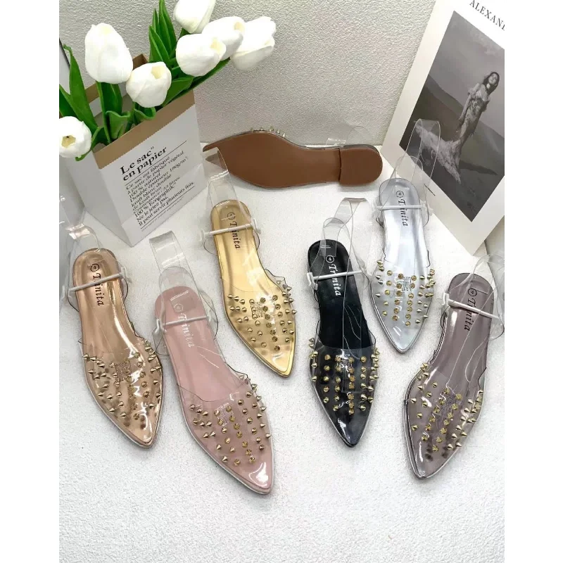 Pointed Toe Studded Mules