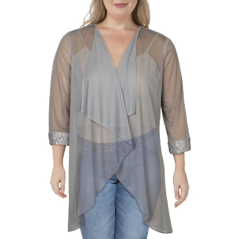 R&M Richards Womens Drapey Open Front Cardigan Top