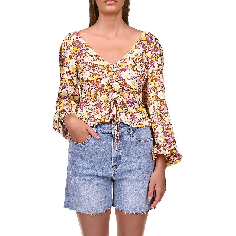 Sanctuary Womens V-Neck Cropped Blouse