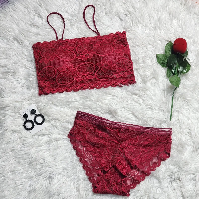 Flourish New Lace Embroided Padded Bra And Panty Set 8820